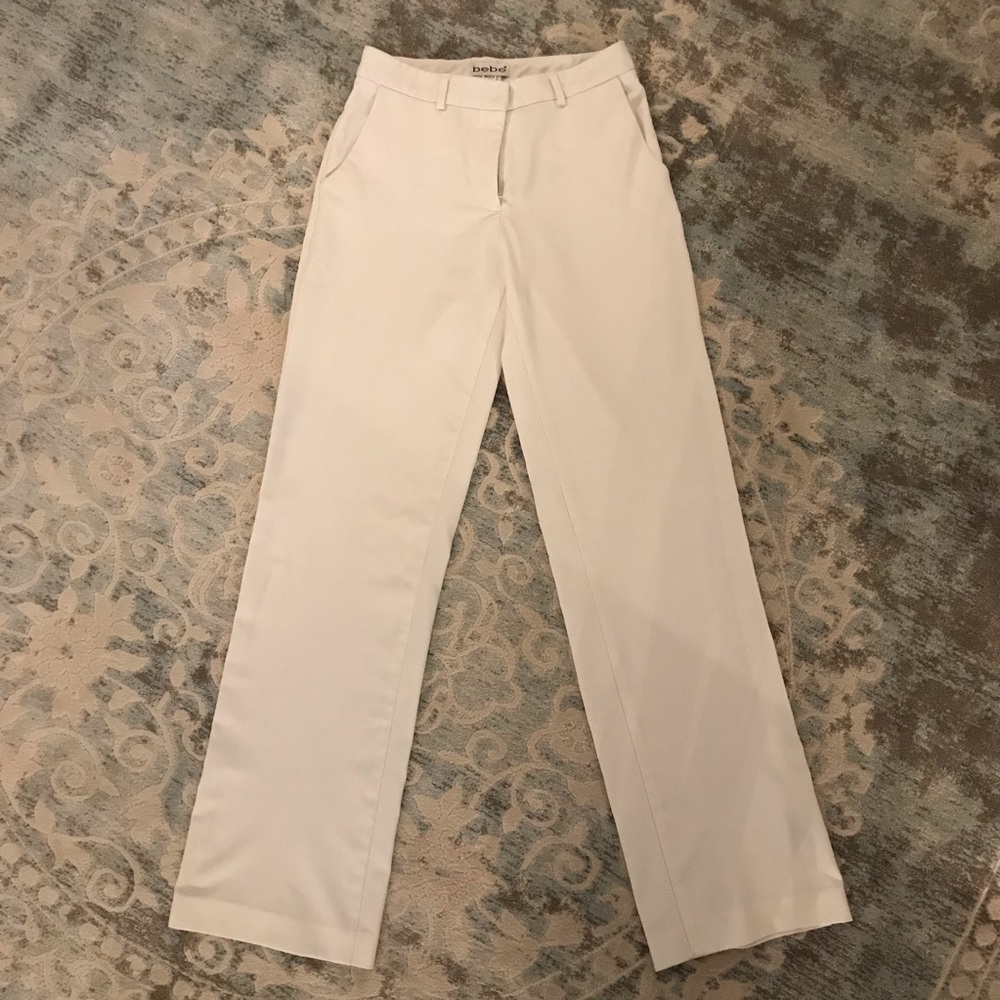 Vintage Bebe All White Polyester dress pants.